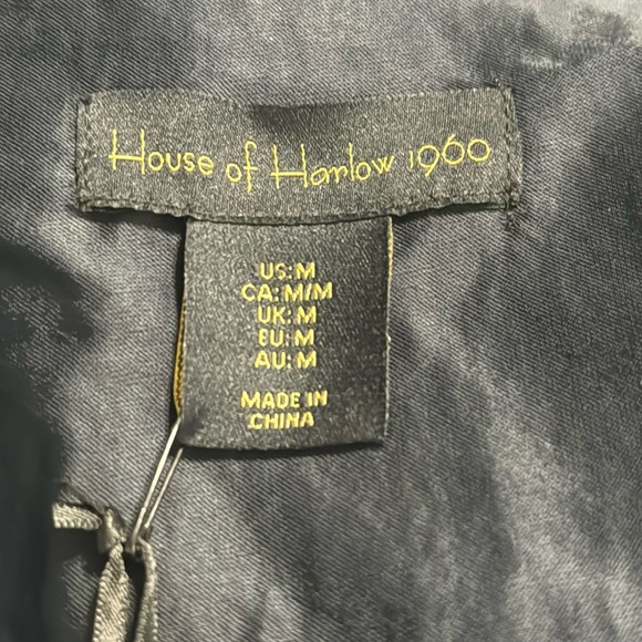 HOUSE OF HARLOW 1960 Navy Satiny‎ Silku Midi Dress Party Holiday Wedding Size M - Picture 7 of 9